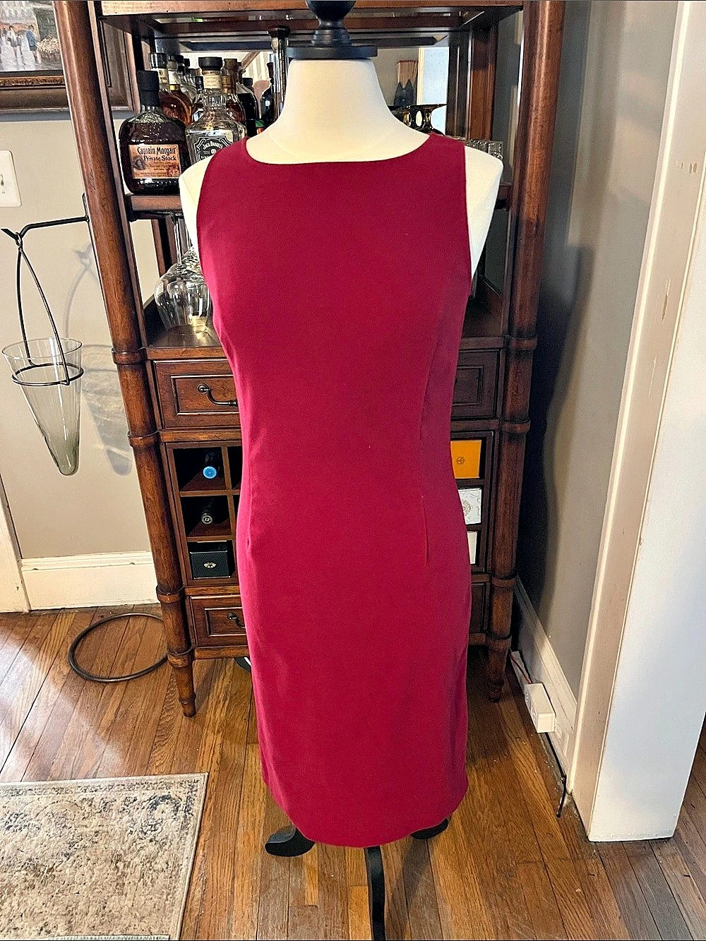 EUC Newport News Burgundy Women's Midi Sheath Dress Size 10